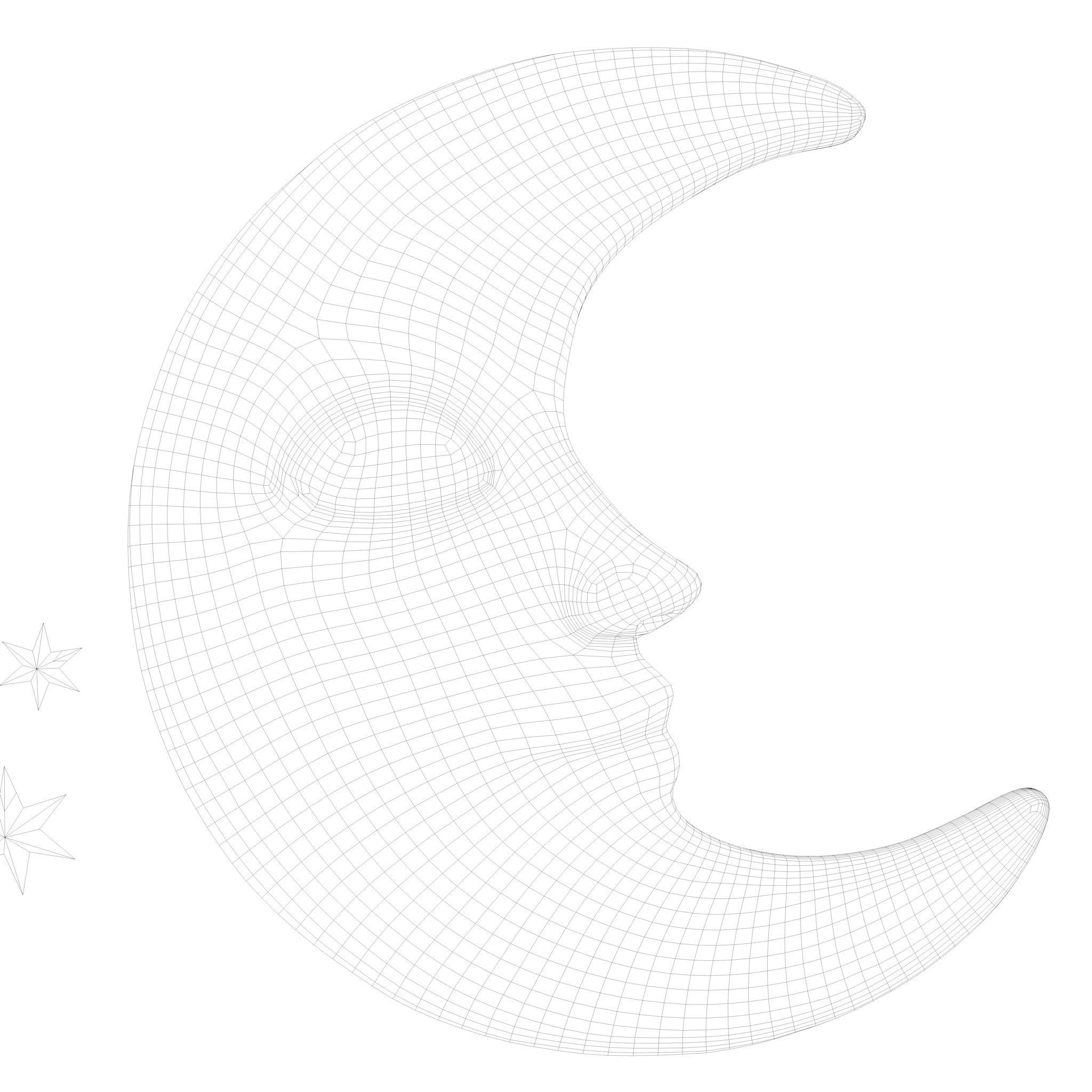 moon crescent face Low-poly 3D model_7
