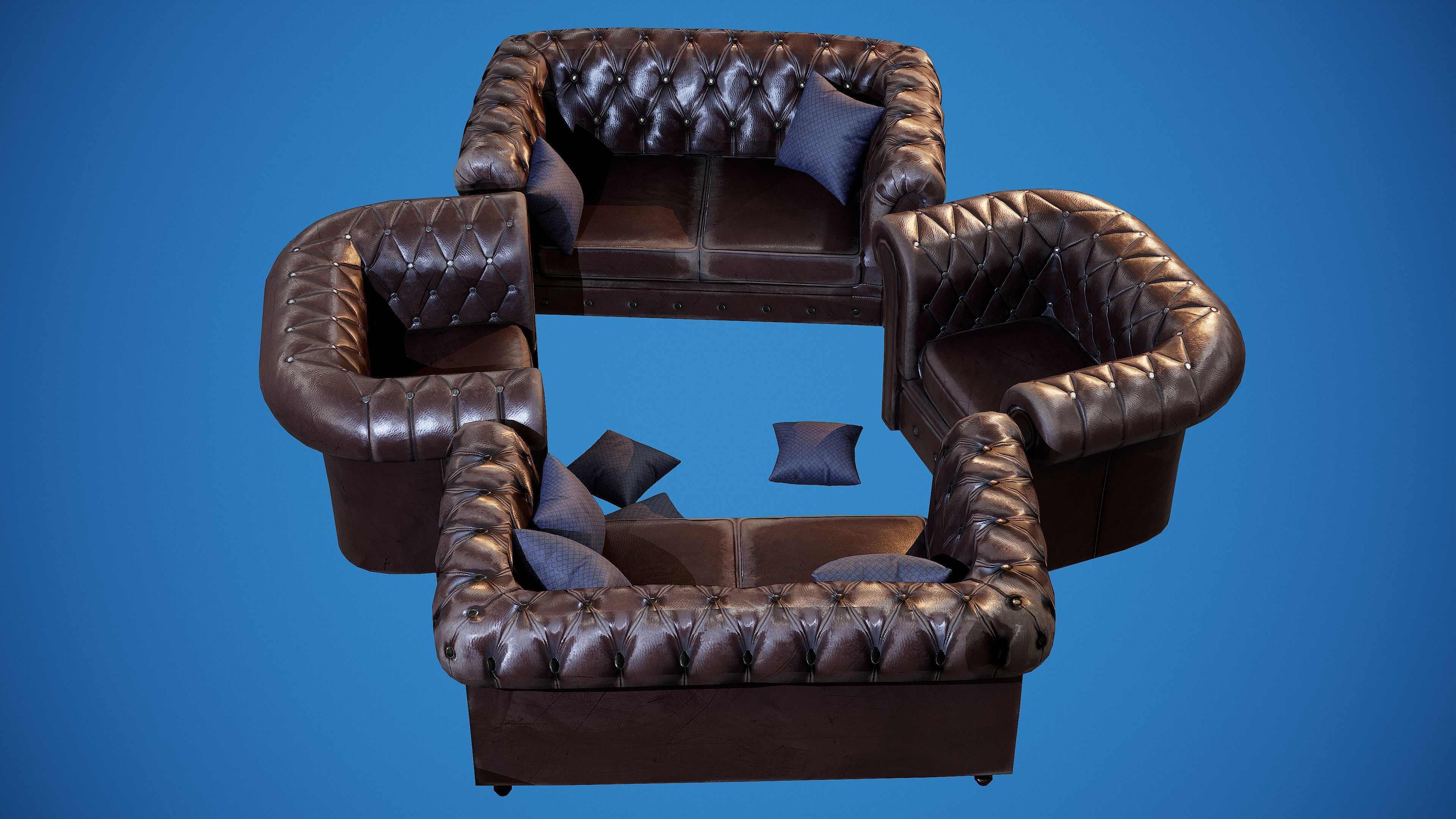 Chesterfields - PBR Game Ready Props Low-poly 3D model_5
