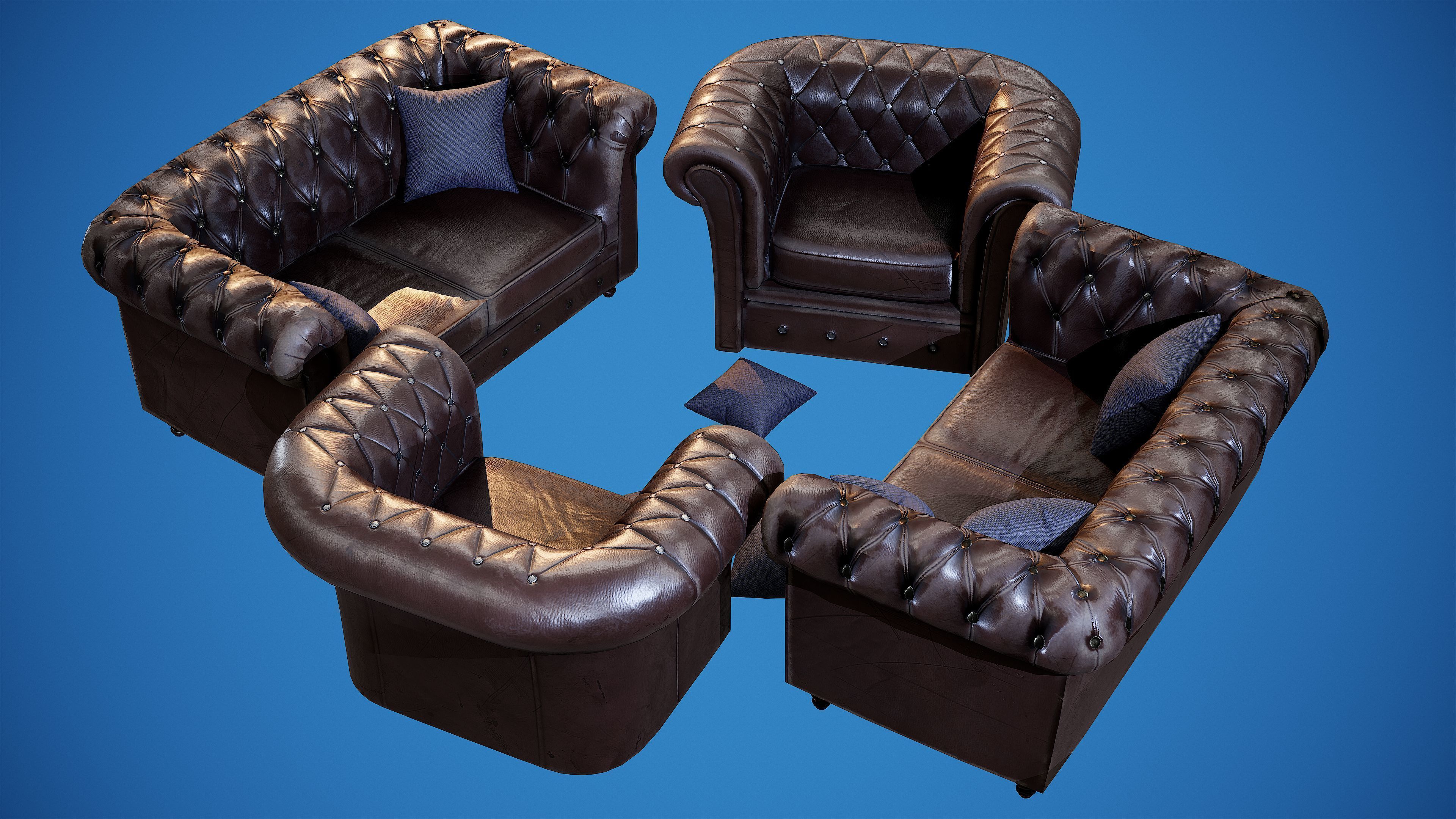 Chesterfields - PBR Game Ready Props Low-poly 3D model_4