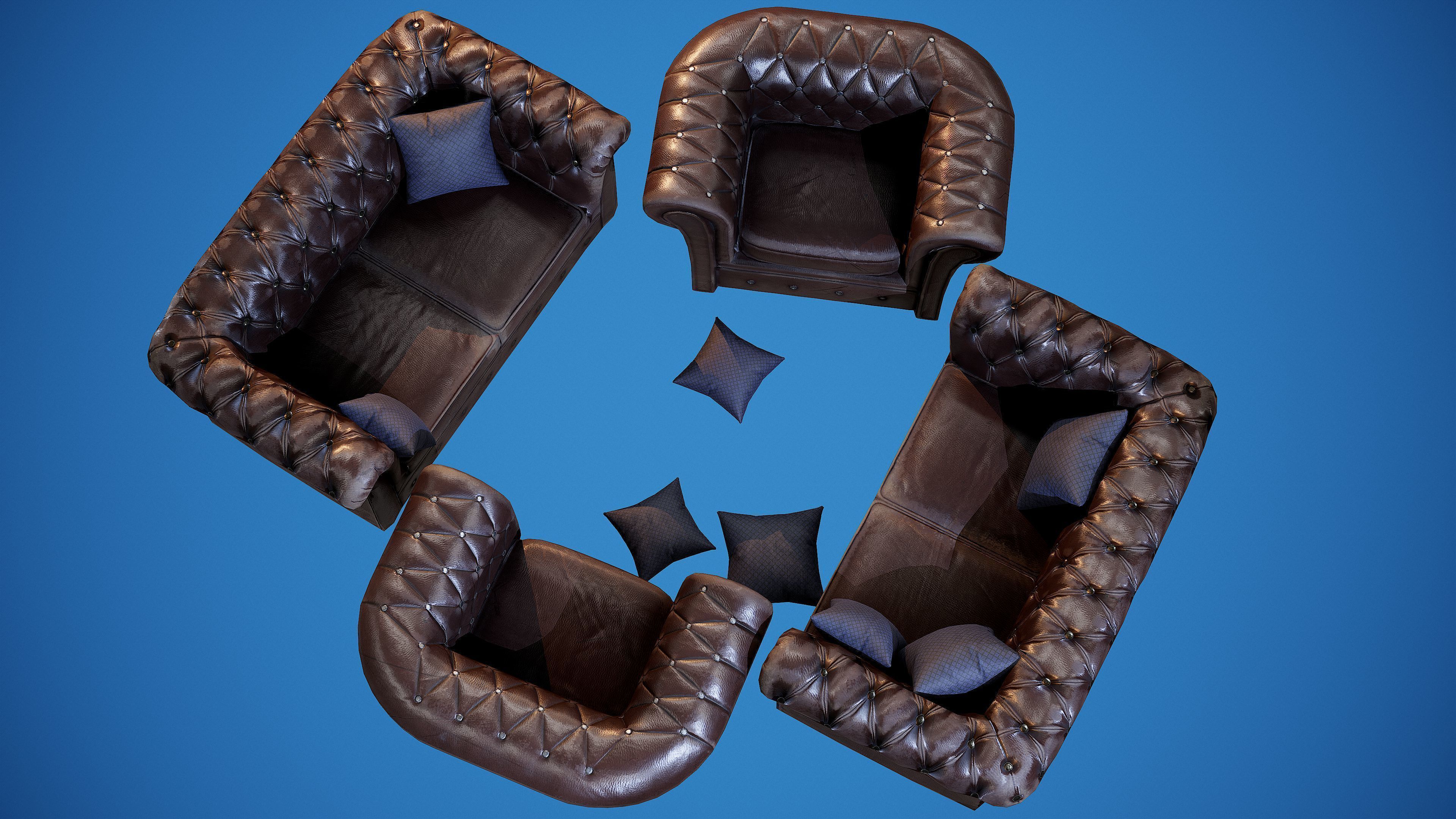 Chesterfields - PBR Game Ready Props Low-poly 3D model_7