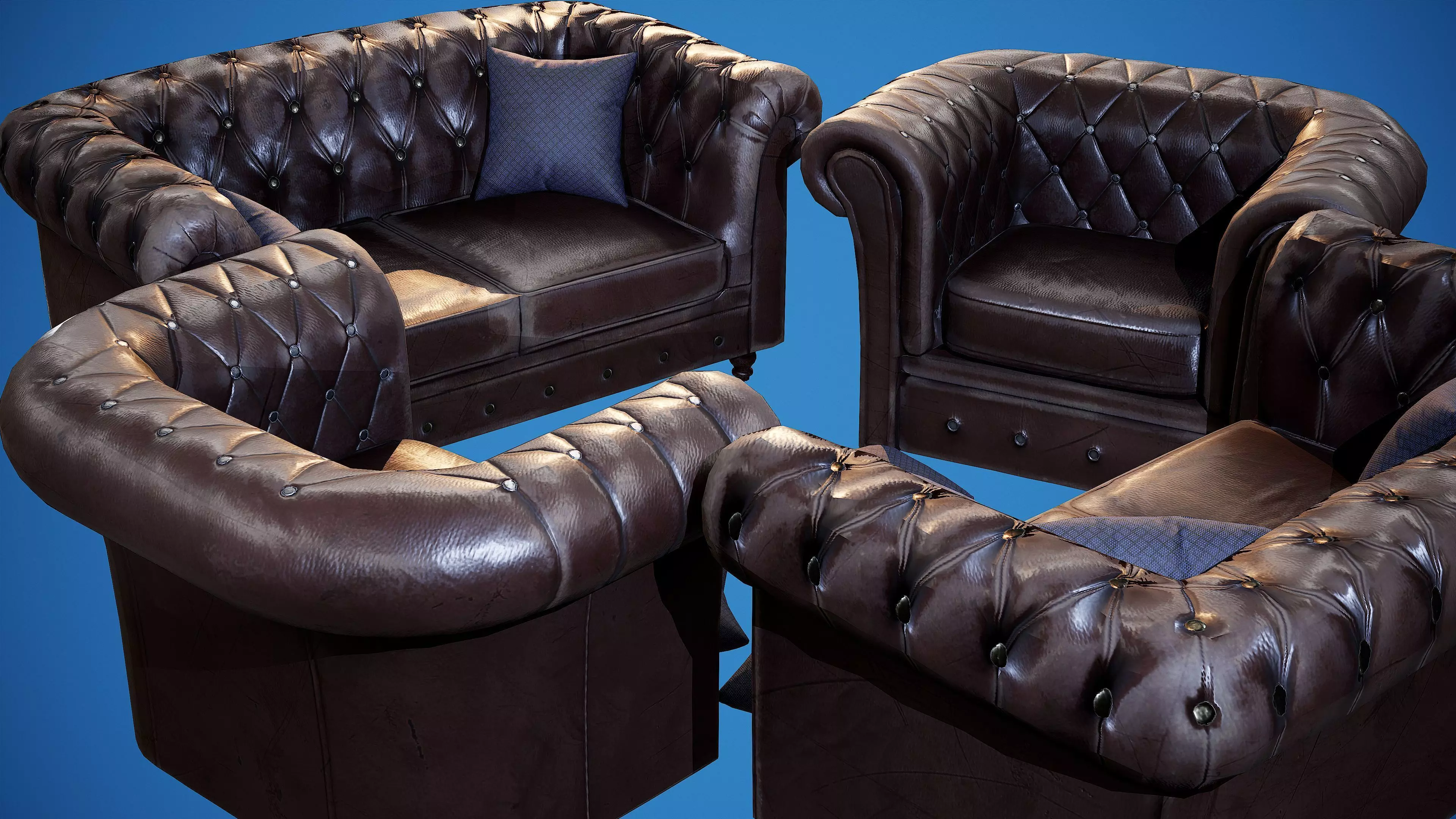 Chesterfields - PBR Game Ready Props Low-poly 3D model_0
