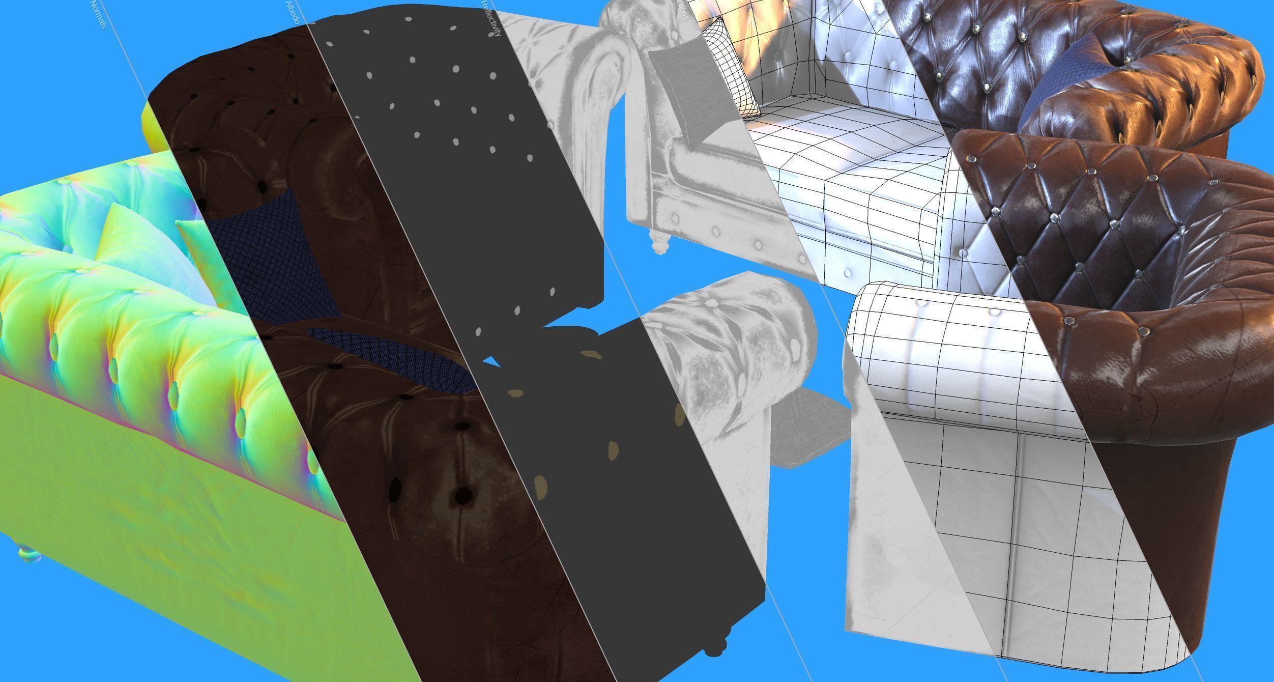 Chesterfields - PBR Game Ready Props Low-poly 3D model_1