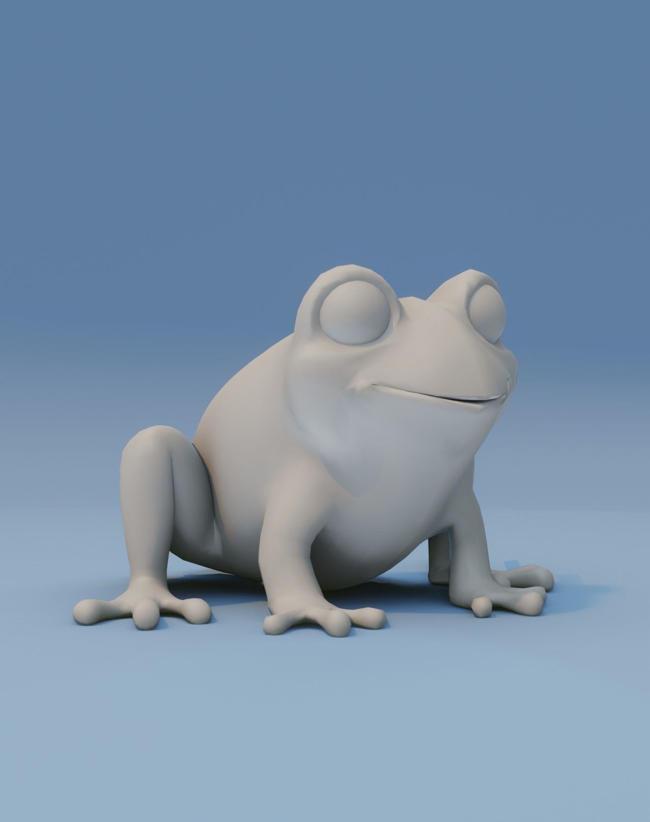 Cartoon Frog Base Mesh Facial Expressions 12 Animations 3D Model Low-poly 3D model_6