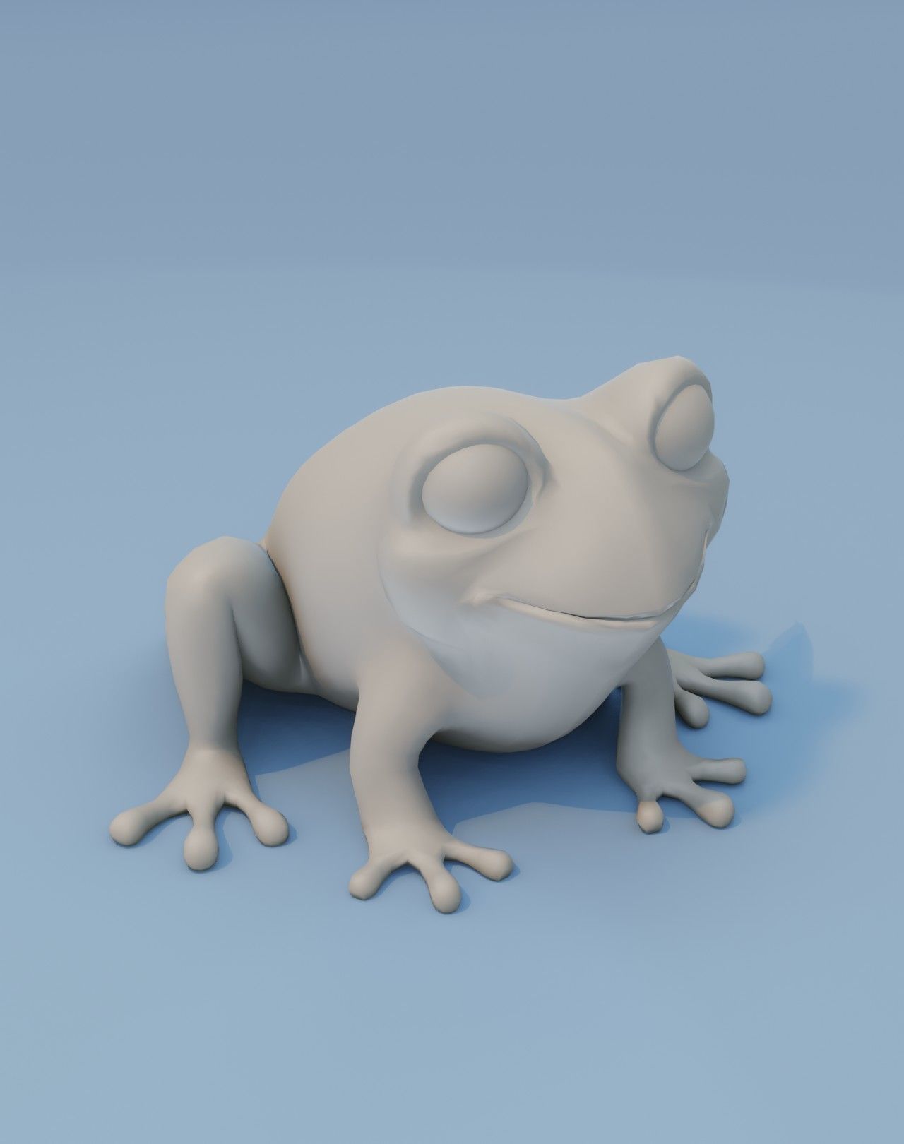 Cartoon Frog Base Mesh Facial Expressions 12 Animations 3D Model Low-poly 3D model_2