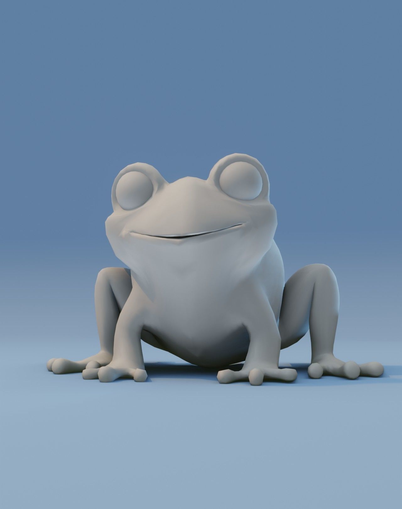 Cartoon Frog Base Mesh Facial Expressions 12 Animations 3D Model Low-poly 3D model_5