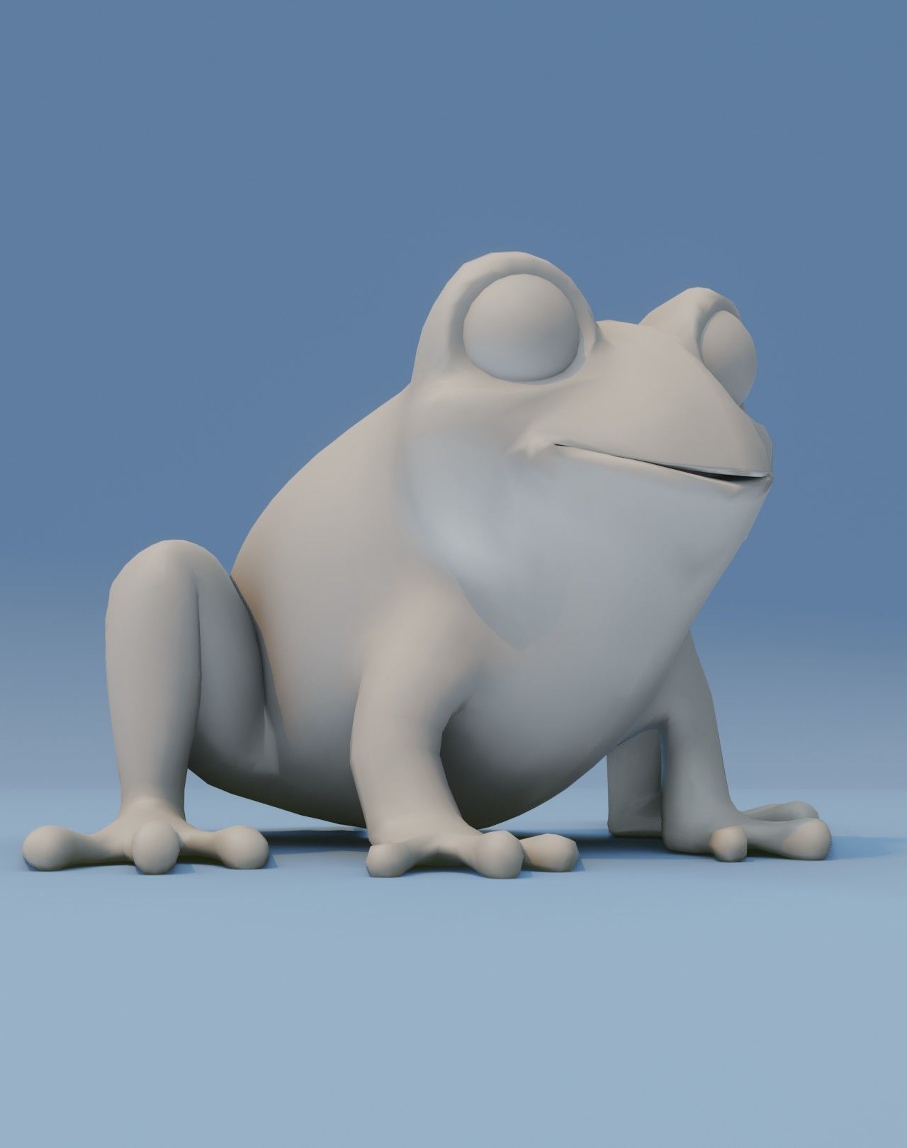 Cartoon Frog Base Mesh Facial Expressions 12 Animations 3D Model Low-poly 3D model_10