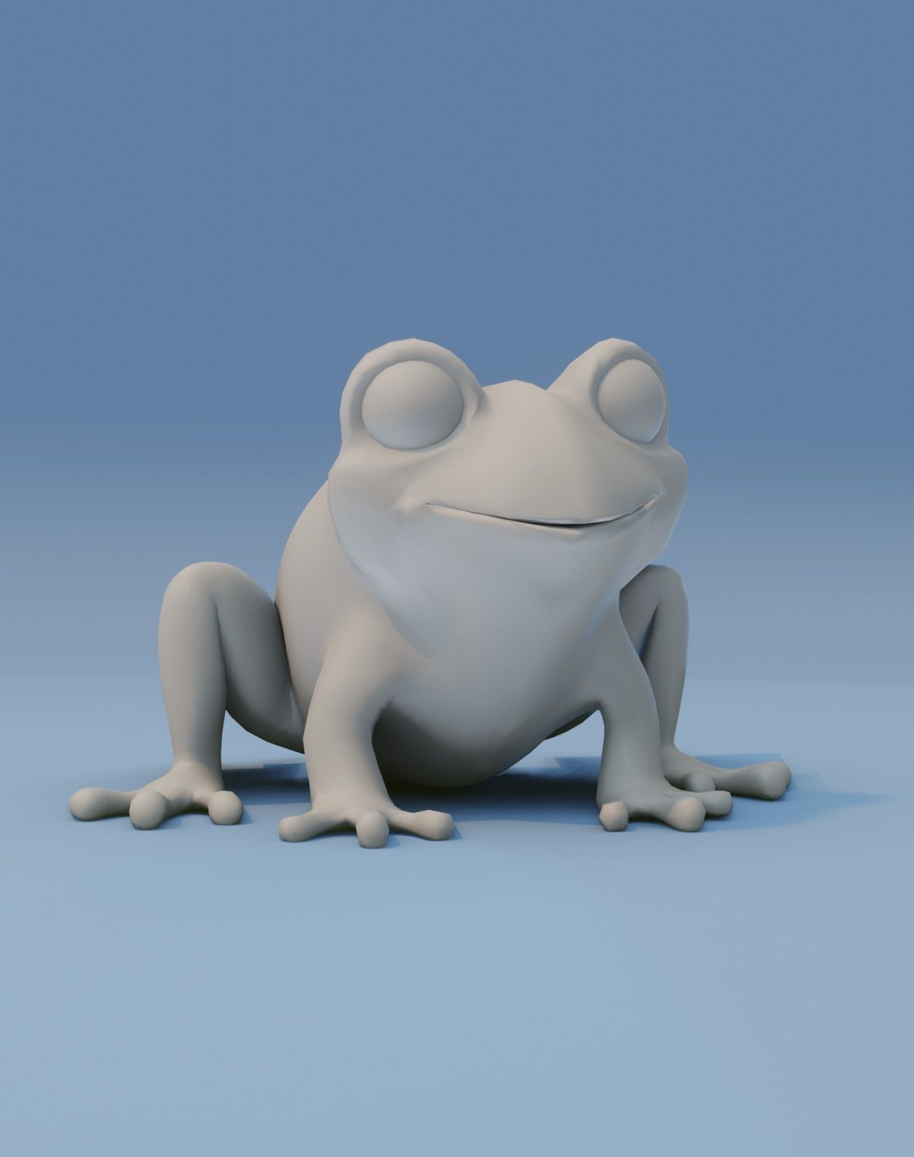 Cartoon Frog Base Mesh Facial Expressions 12 Animations 3D Model Low-poly 3D model_16