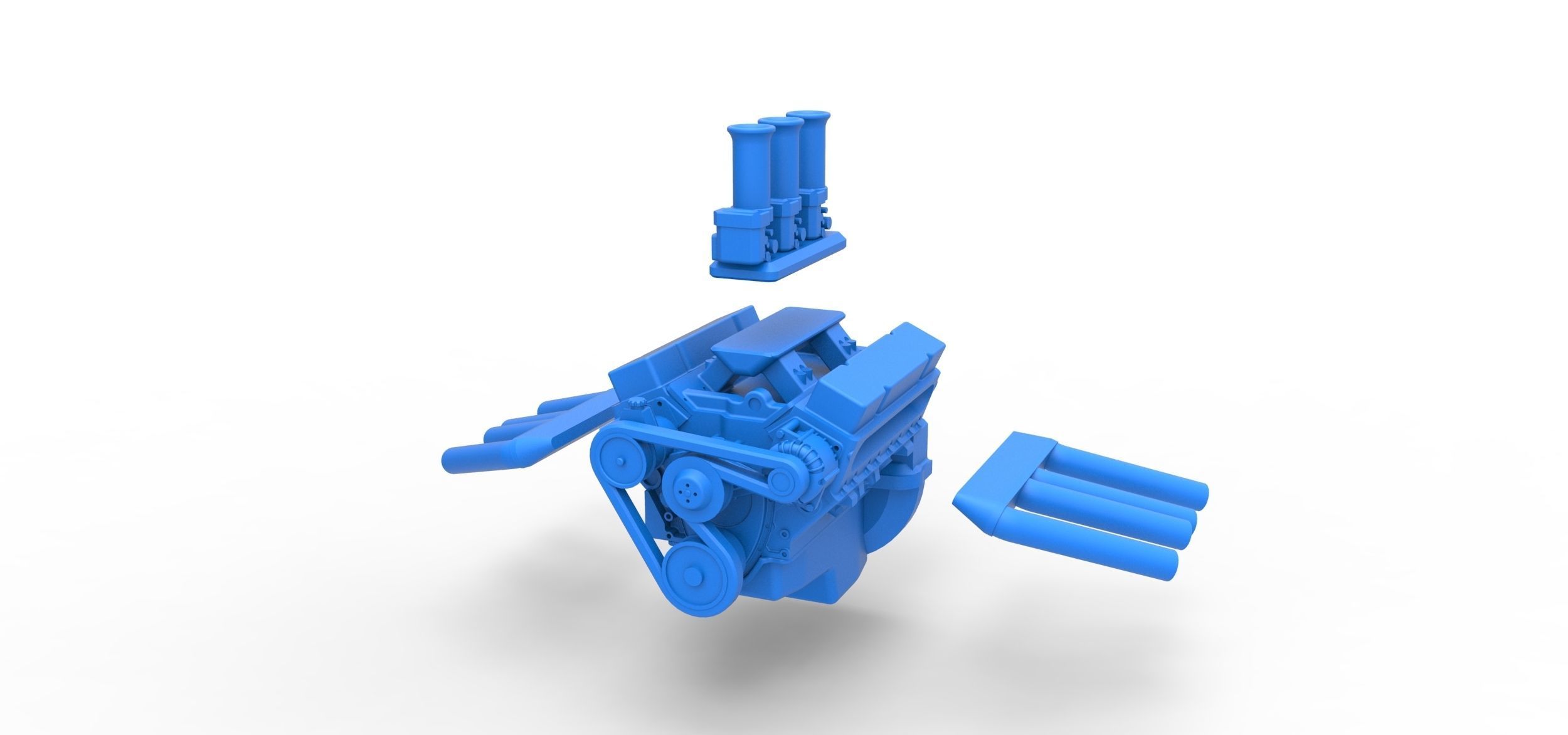 Engine V8 for Hot rod Version 2 Scale 1 to 25 3D print model_10