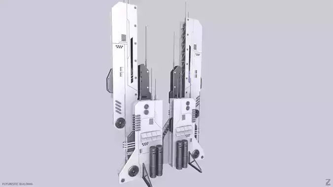 Futuristic building Low-poly 3D model