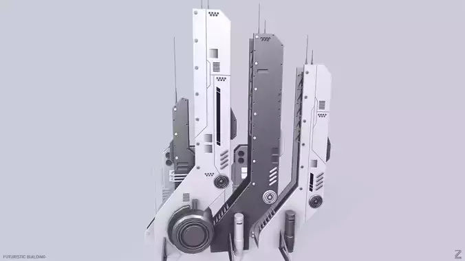 Futuristic building Low-poly 3D model