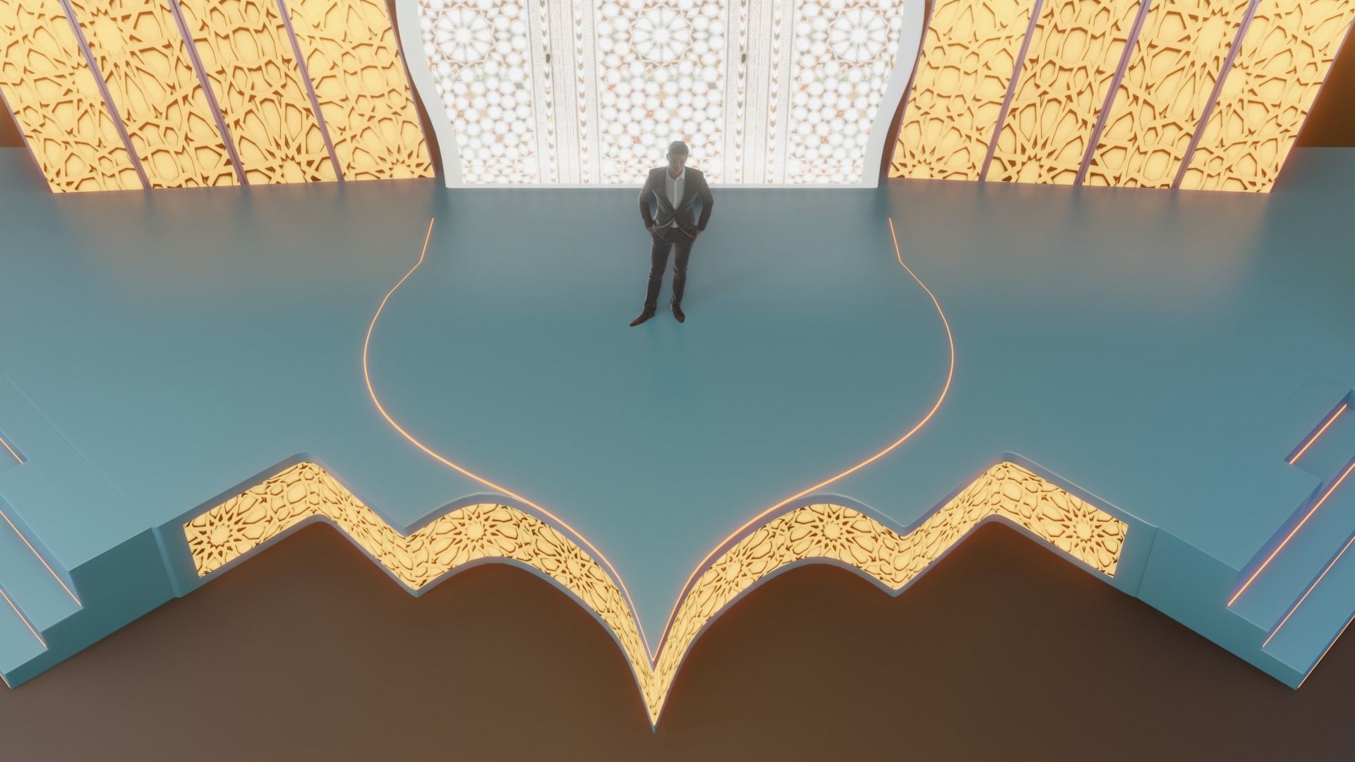 Islamic Event Stage with Lightening Low Poly Game Ready Low-poly 3D model_9