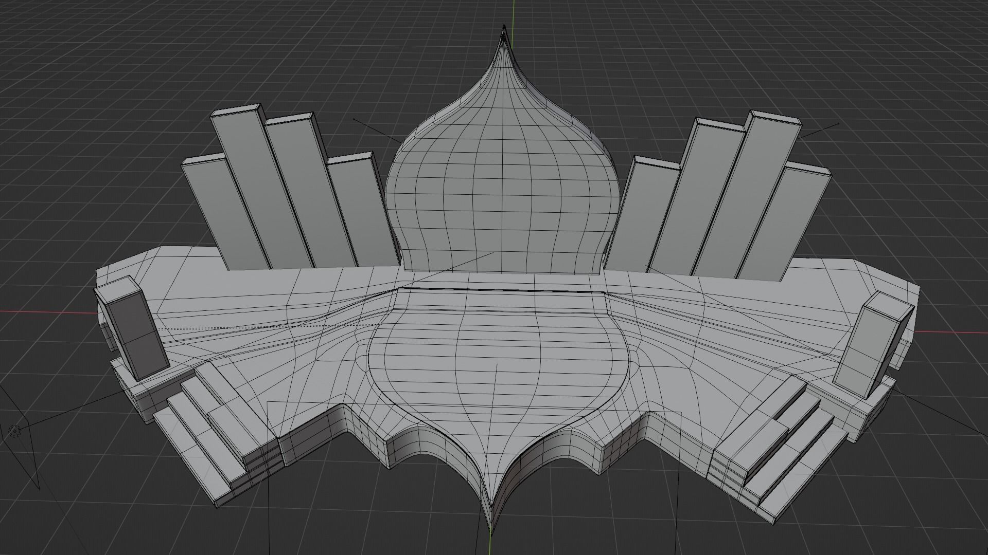 Islamic Event Stage with Lightening Low Poly Game Ready Low-poly 3D model_15