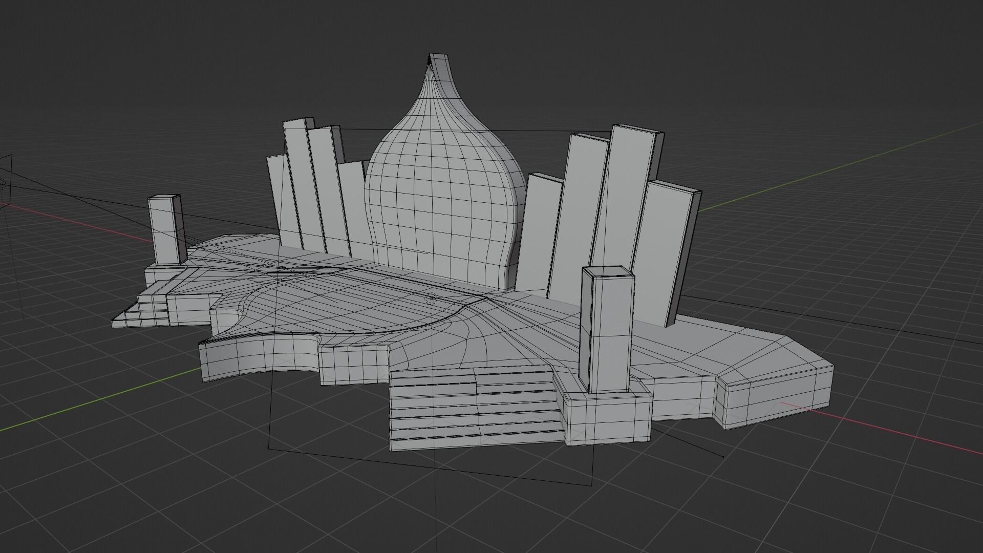 Islamic Event Stage with Lightening Low Poly Game Ready Low-poly 3D model_12