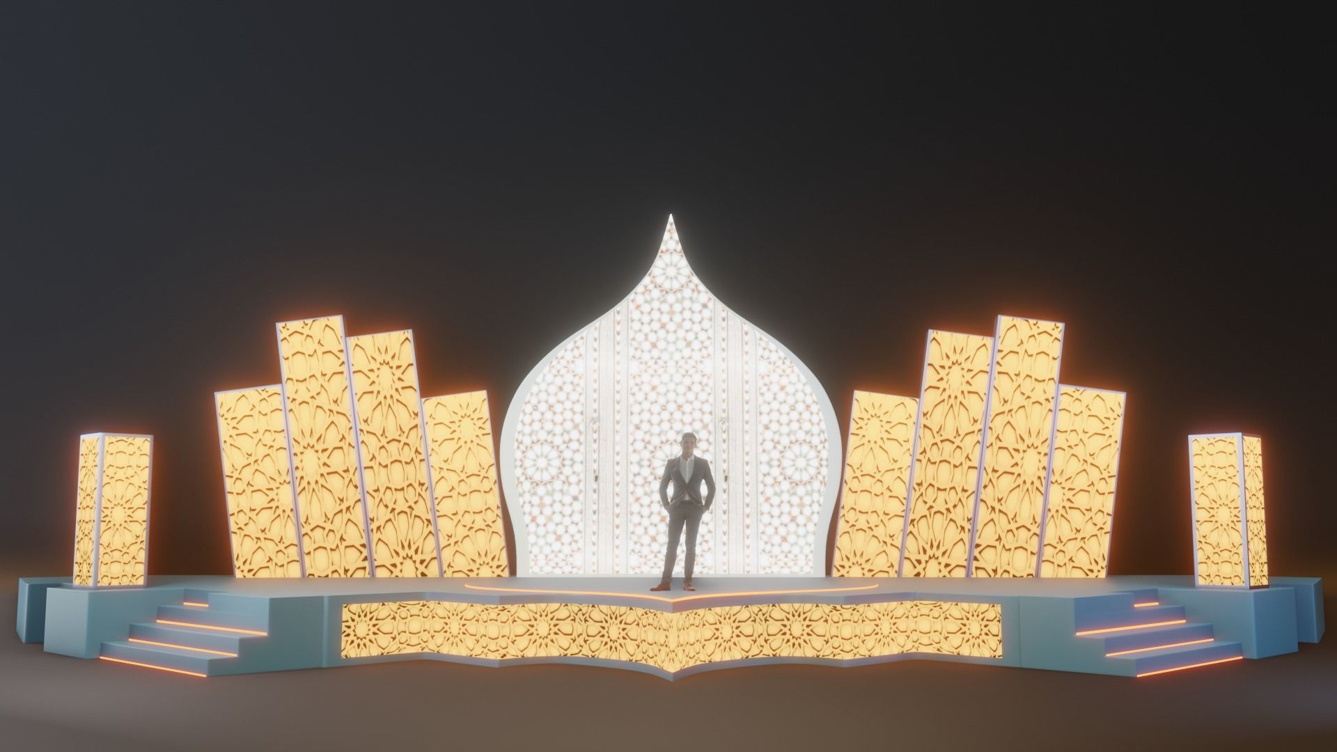 Islamic Event Stage with Lightening Low Poly Game Ready Low-poly 3D model_2