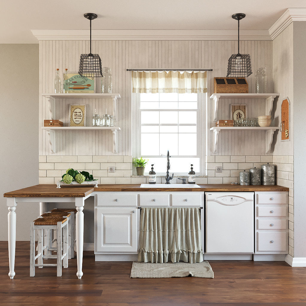 Provence style kitchen 3D model_1
