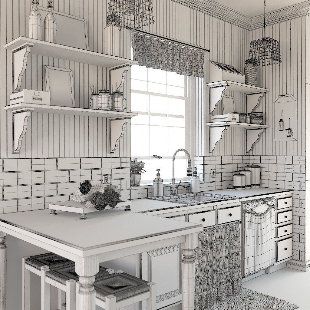 Provence style kitchen 3D model_7