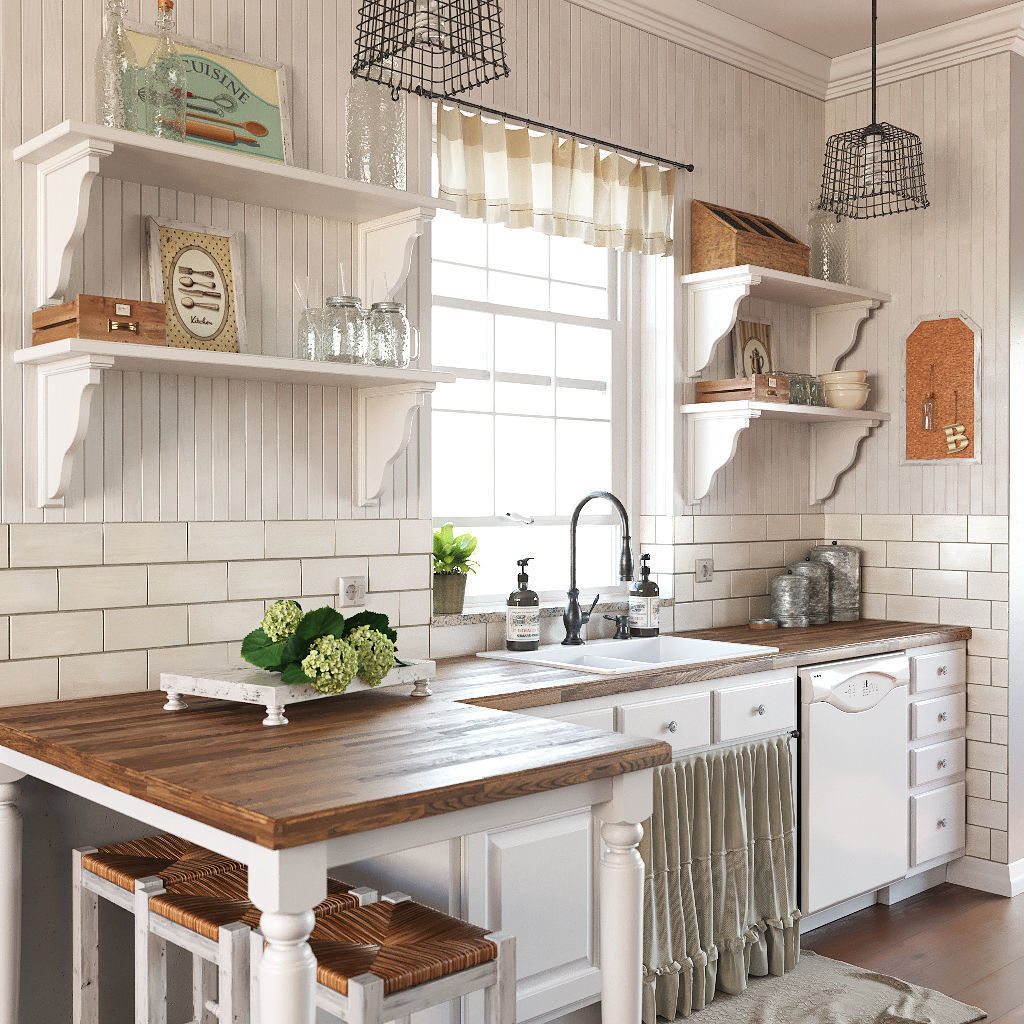 Provence style kitchen 3D model_2