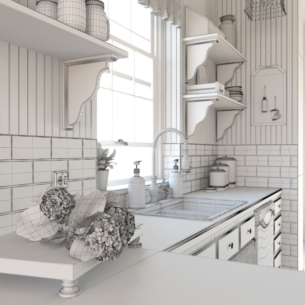 Provence style kitchen 3D model_8