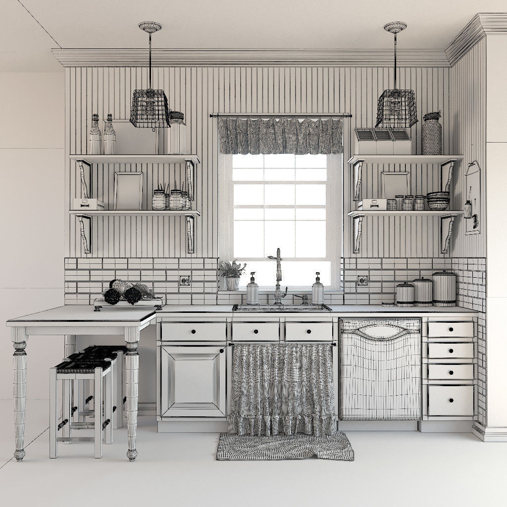 Provence style kitchen 3D model_6