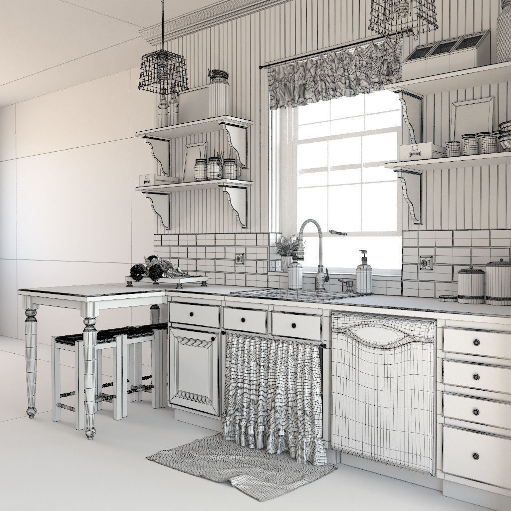 Provence style kitchen 3D model_9