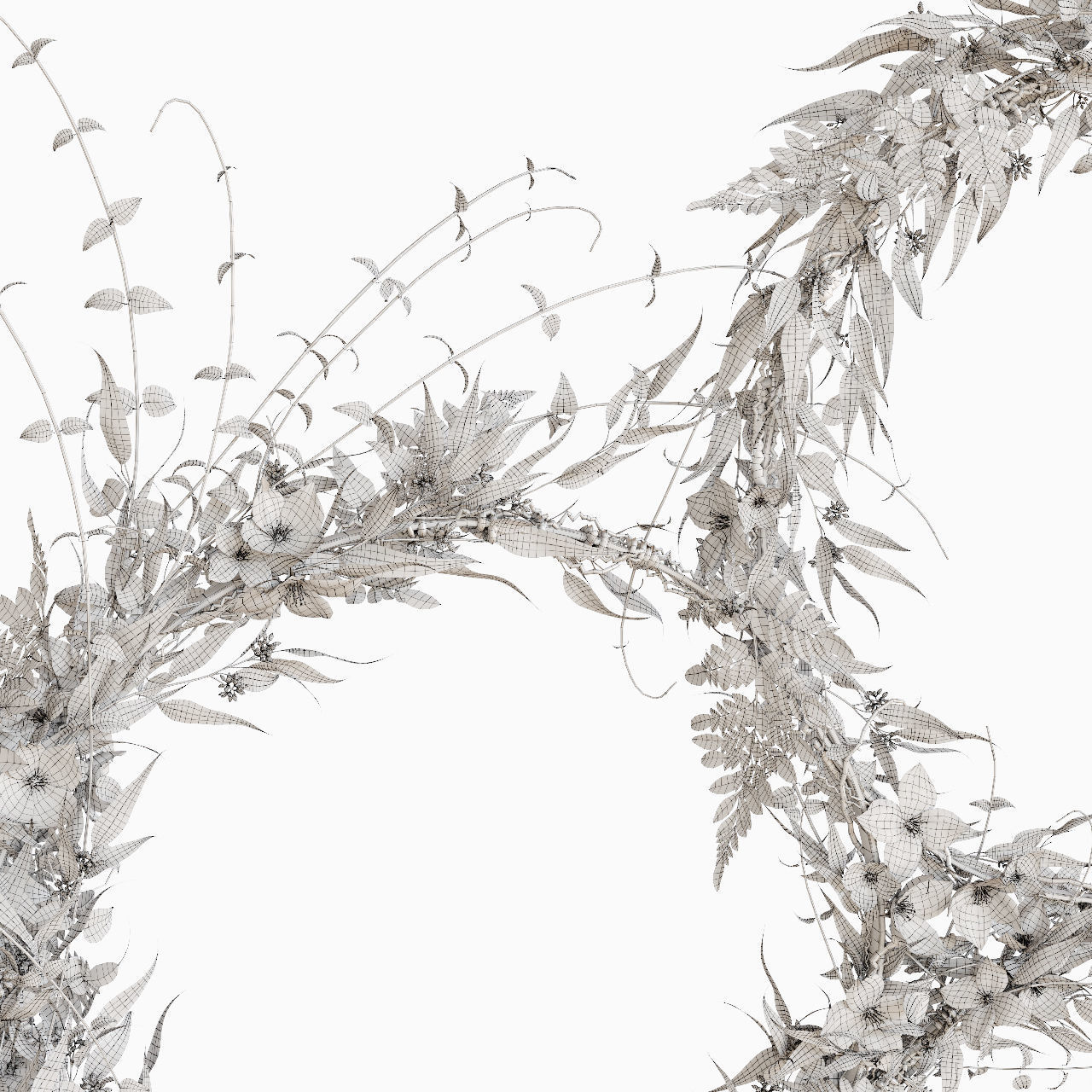 Green wreaths 3D model_8