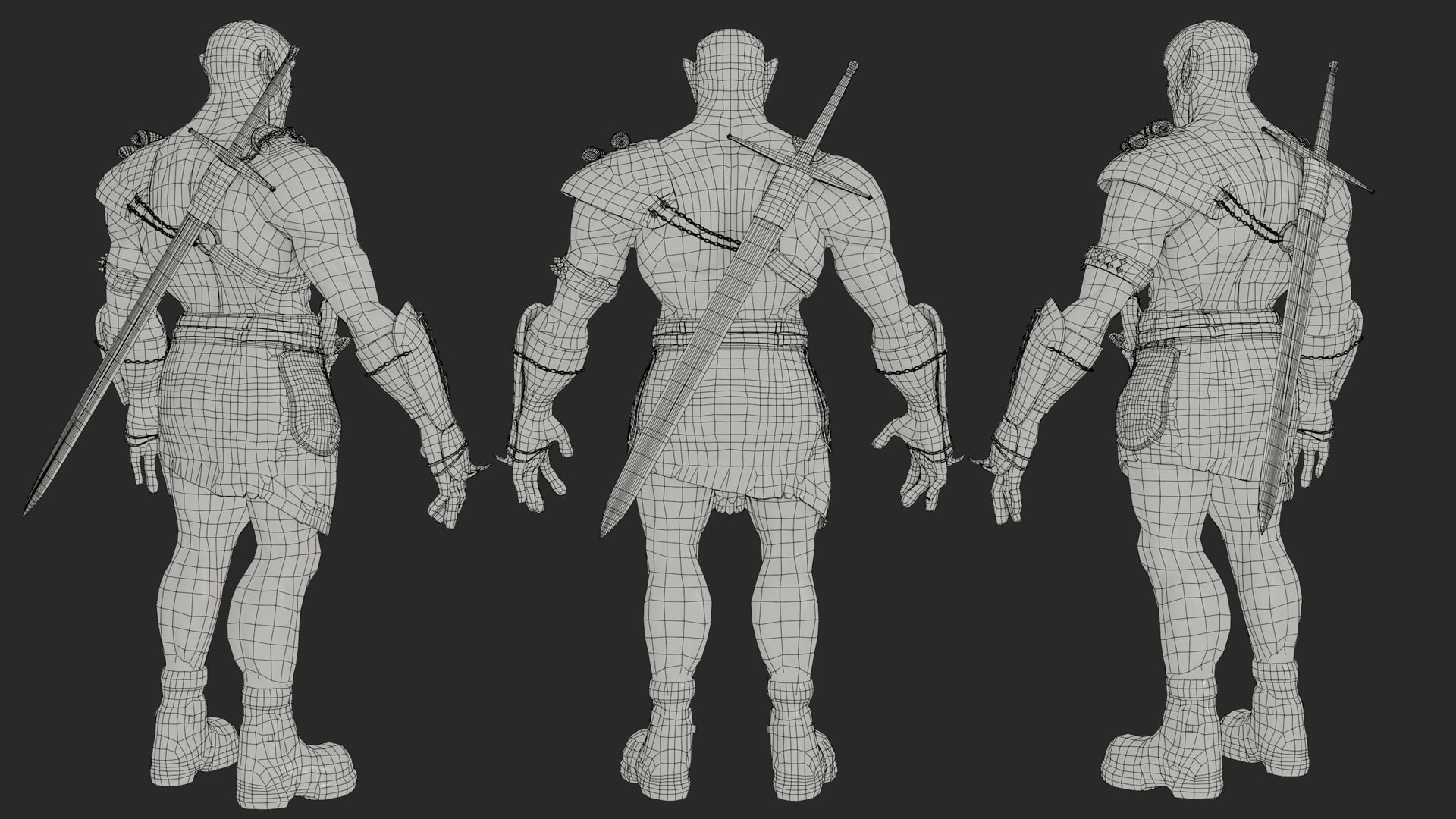 Ork Warrior-Low poly-Game ready-Rigged Low-poly 3D model_6