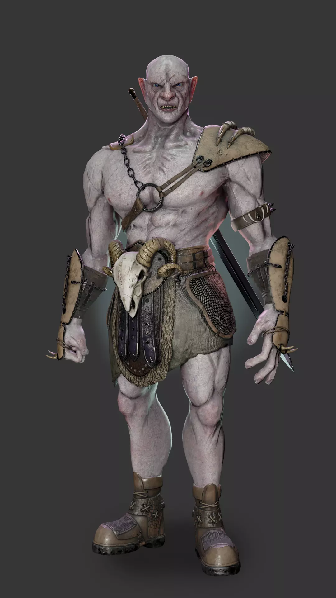 Ork Warrior-Low poly-Game ready-Rigged Low-poly 3D model_0