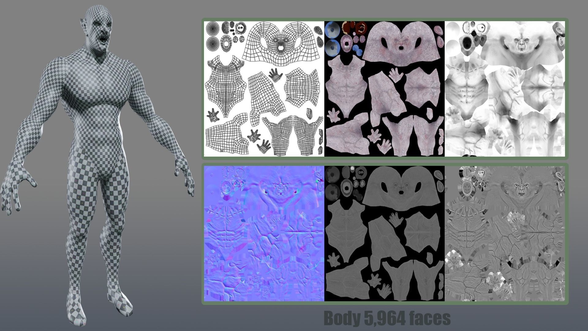 Ork Warrior-Low poly-Game ready-Rigged Low-poly 3D model_7