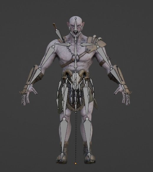 Ork Warrior-Low poly-Game ready-Rigged Low-poly 3D model_9