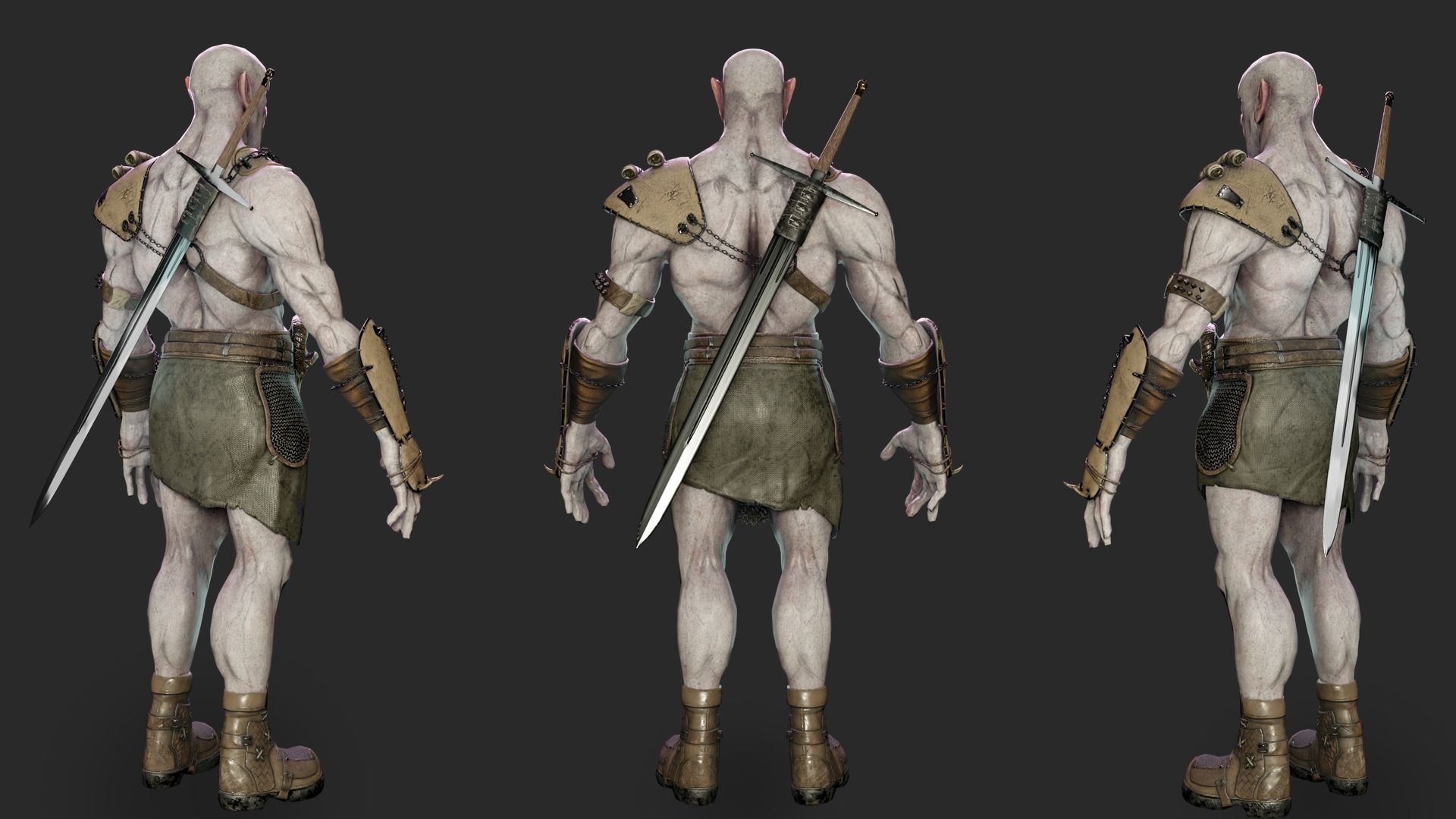 Ork Warrior-Low poly-Game ready-Rigged Low-poly 3D model_4