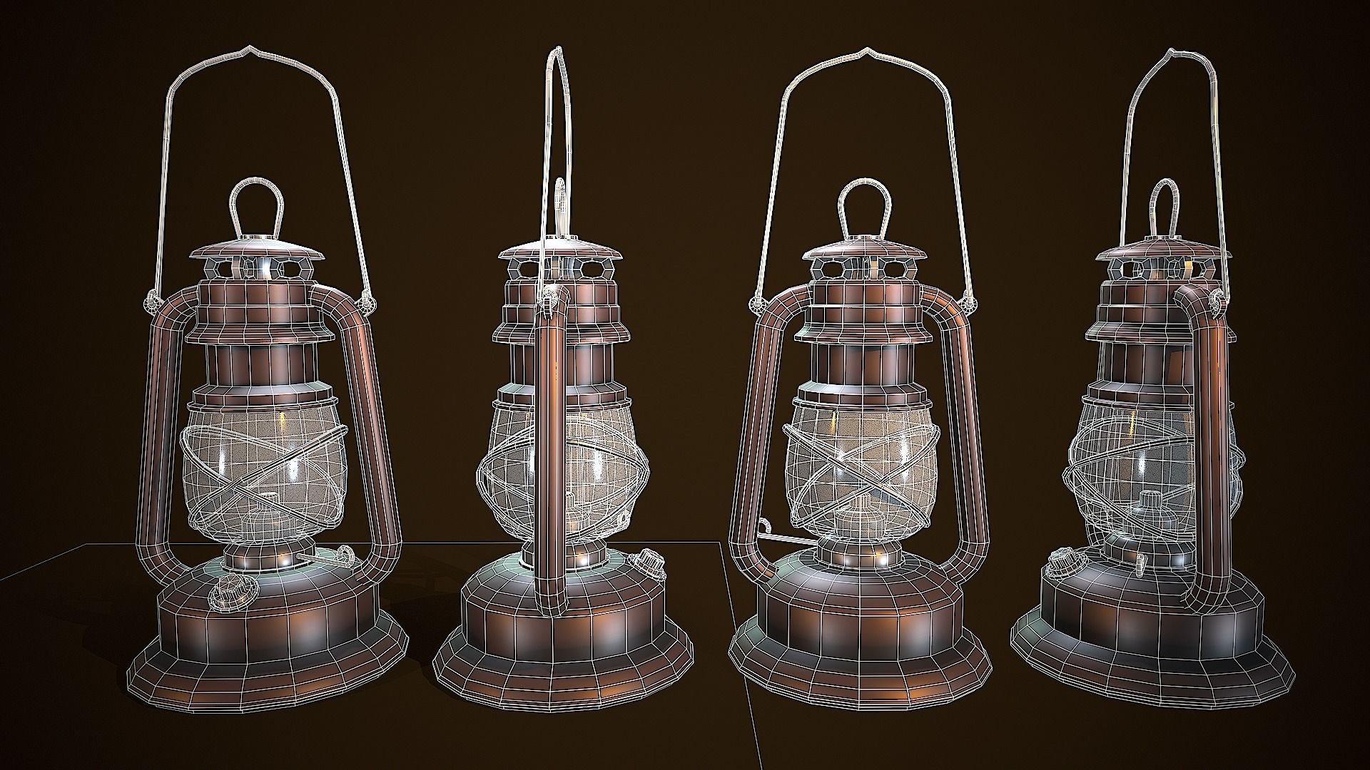 OIL LAMP VINTAGE REALISTIC STYLIZED Low-poly 3D model_6