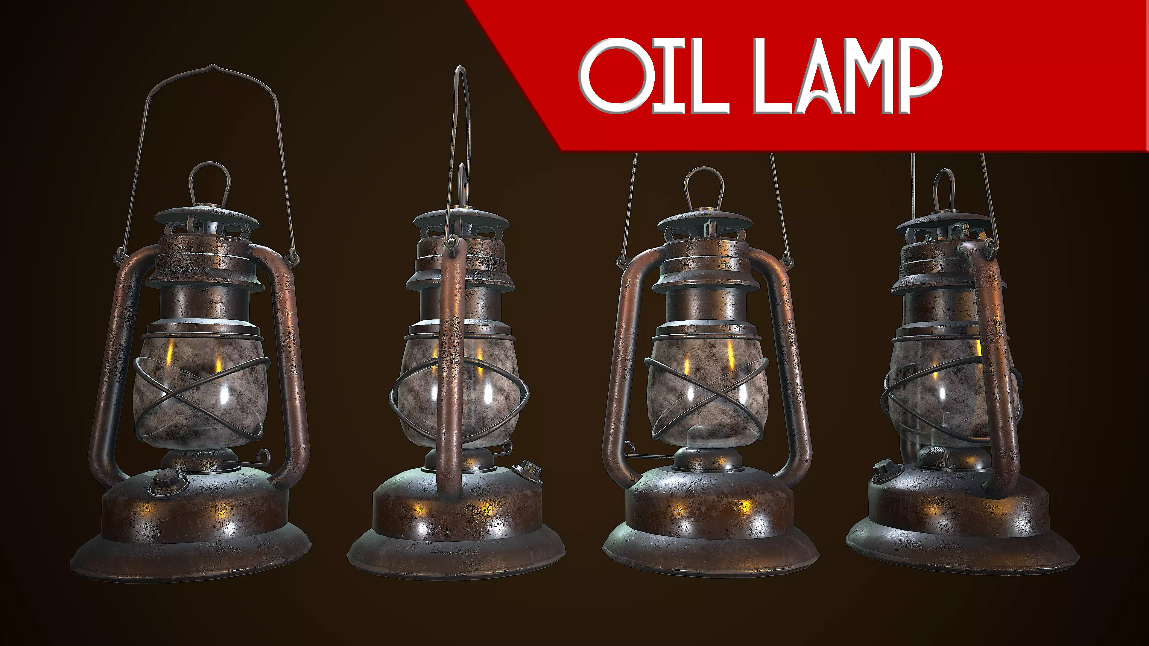 OIL LAMP VINTAGE REALISTIC STYLIZED Low-poly 3D model_0