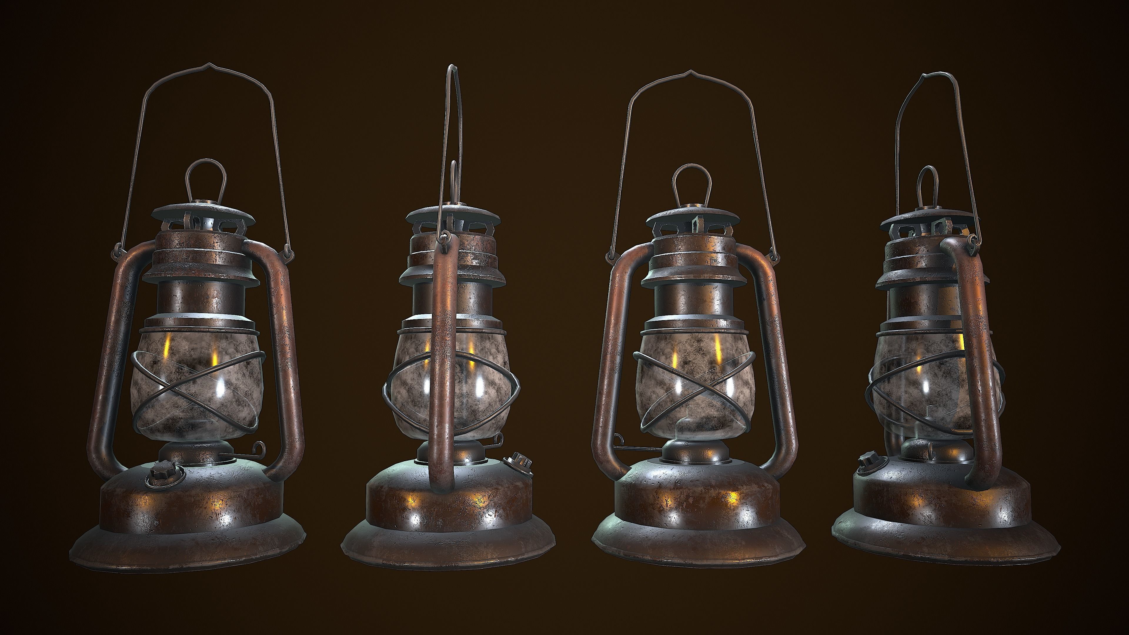 OIL LAMP VINTAGE REALISTIC STYLIZED Low-poly 3D model_3