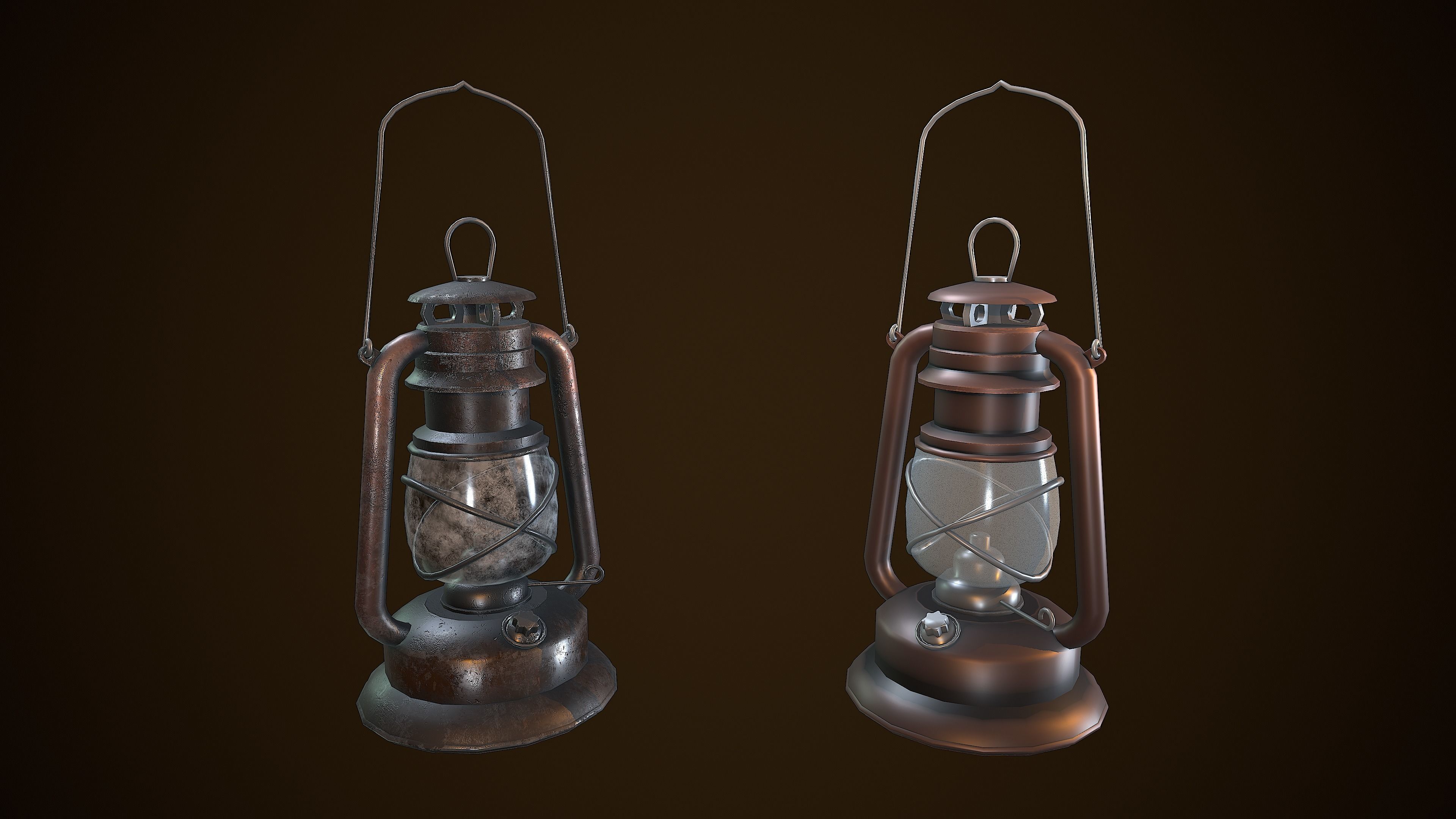 OIL LAMP VINTAGE REALISTIC STYLIZED Low-poly 3D model_2