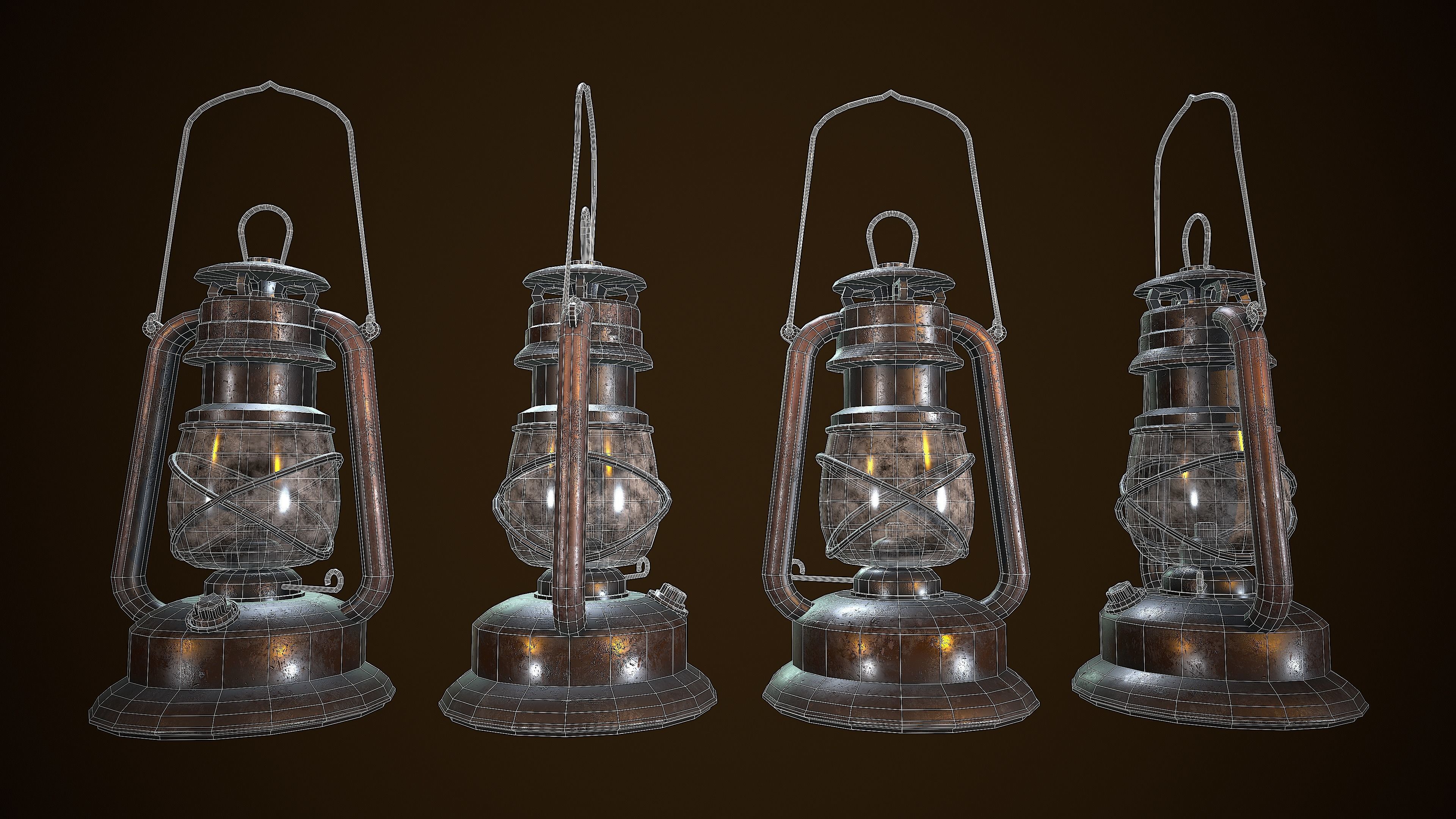 OIL LAMP VINTAGE REALISTIC STYLIZED Low-poly 3D model_7