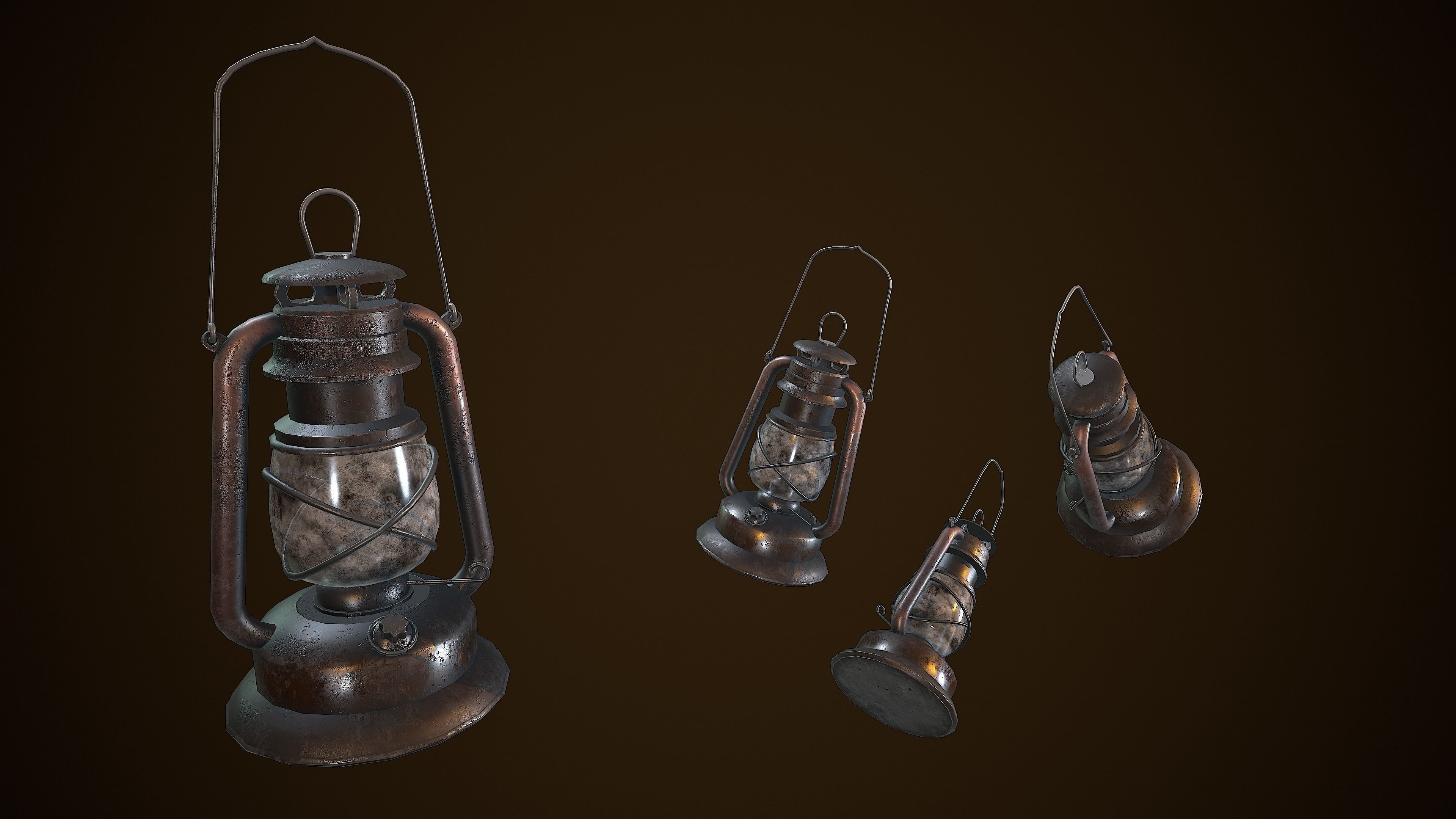 OIL LAMP VINTAGE REALISTIC STYLIZED Low-poly 3D model_10