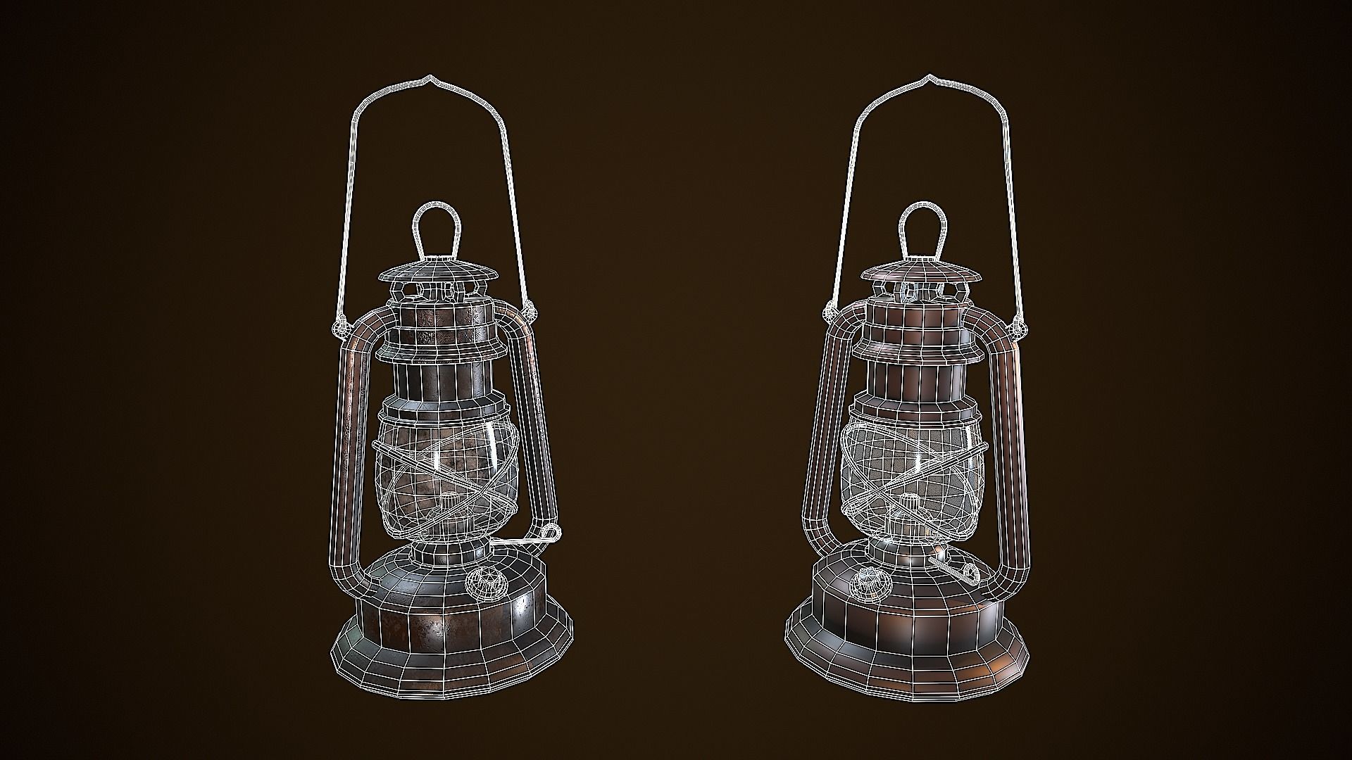 OIL LAMP VINTAGE REALISTIC STYLIZED Low-poly 3D model_11