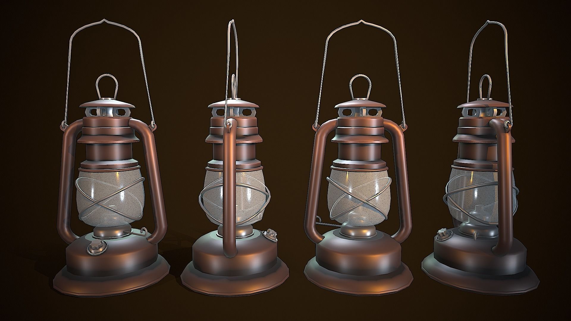OIL LAMP VINTAGE REALISTIC STYLIZED Low-poly 3D model_4