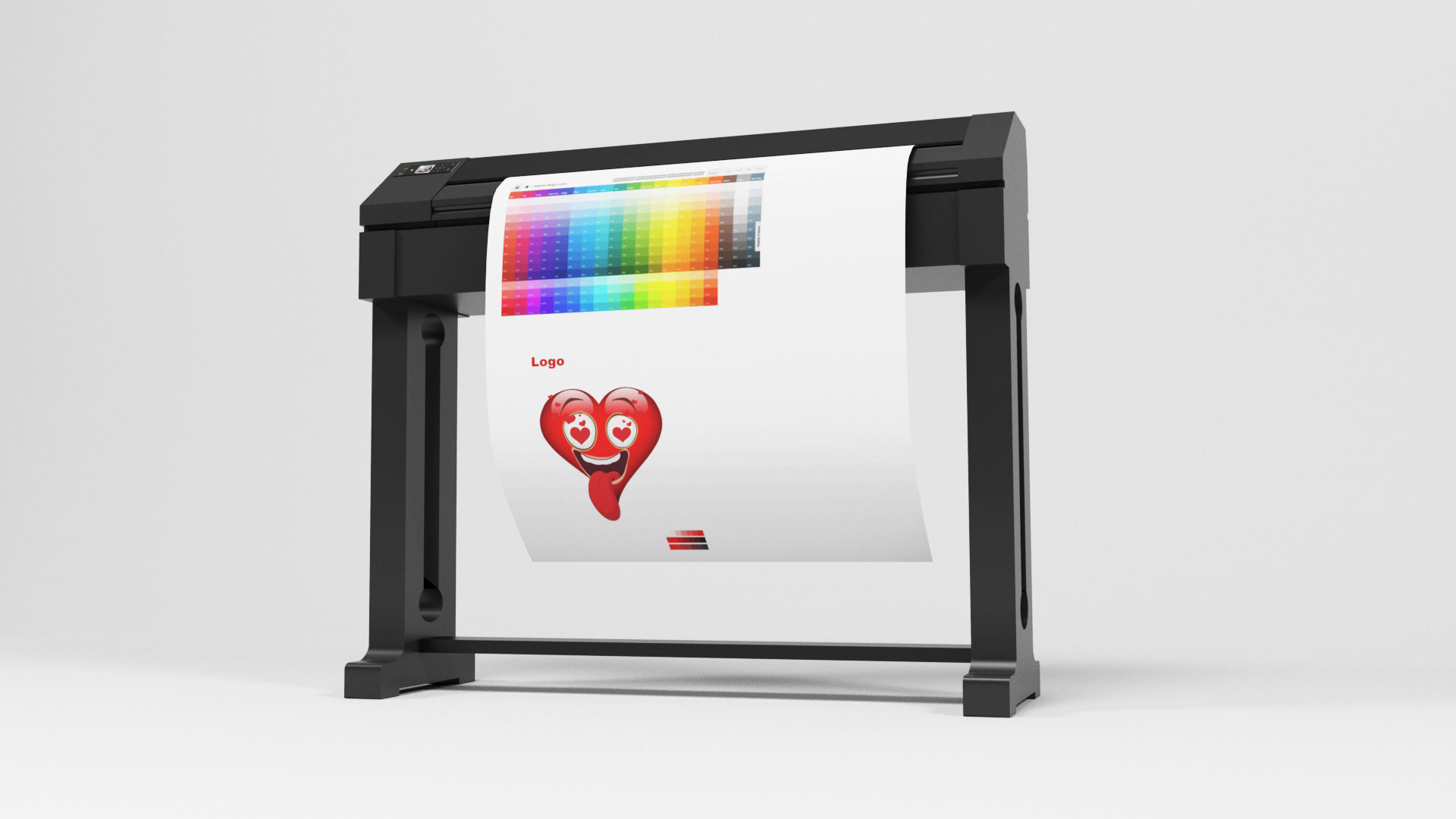 Plotter printer Low-poly 3D model_4