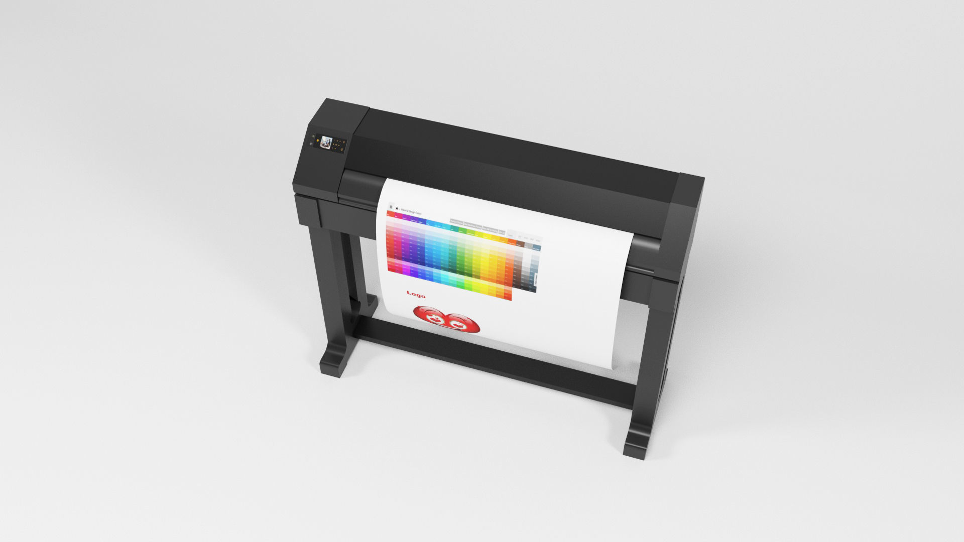 Plotter printer Low-poly 3D model_3
