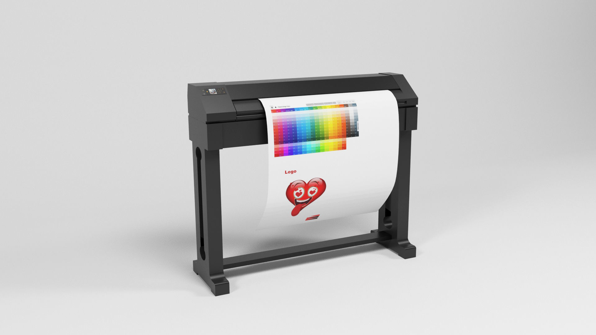 Plotter printer Low-poly 3D model_1