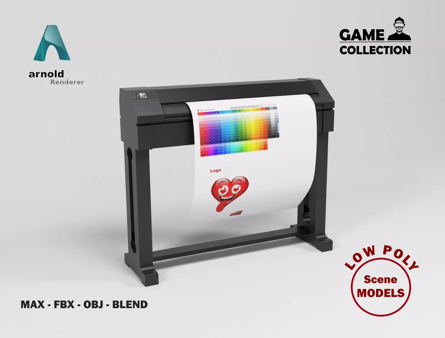 Plotter printer Low-poly 3D model_0