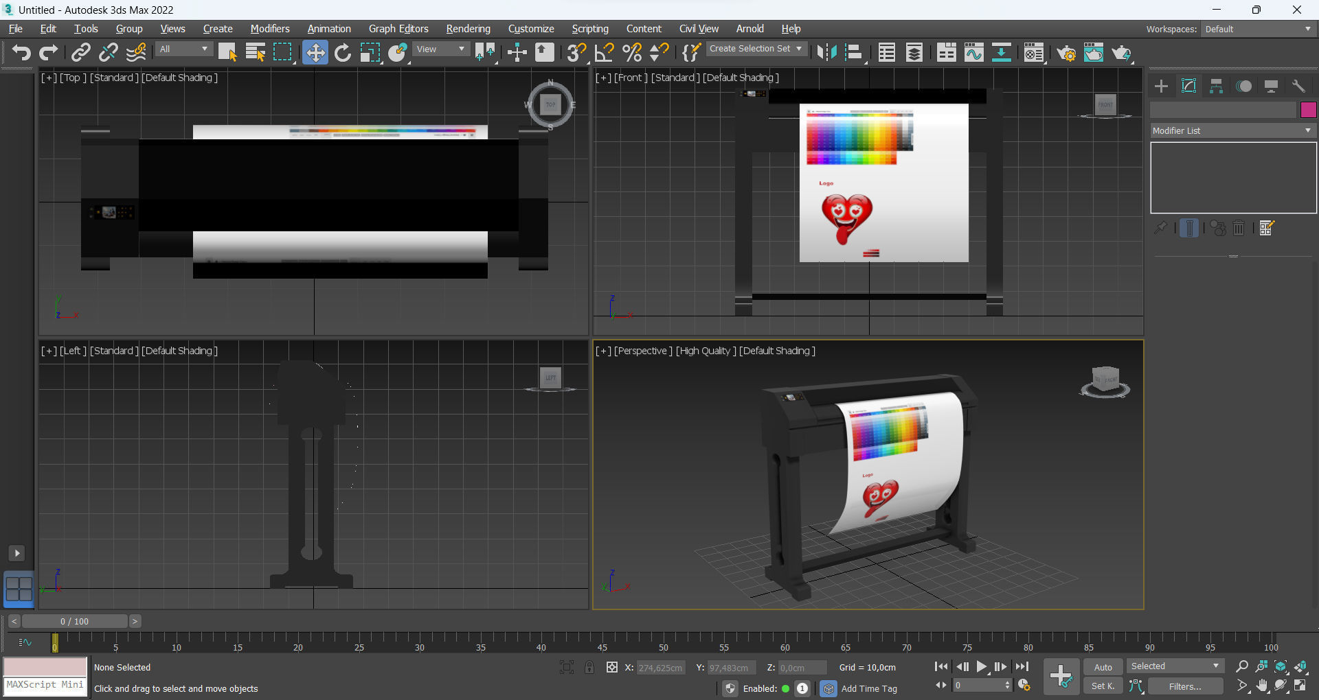 Plotter printer Low-poly 3D model_7