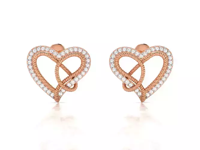 Heart Studs Earrings 3dm renders detail