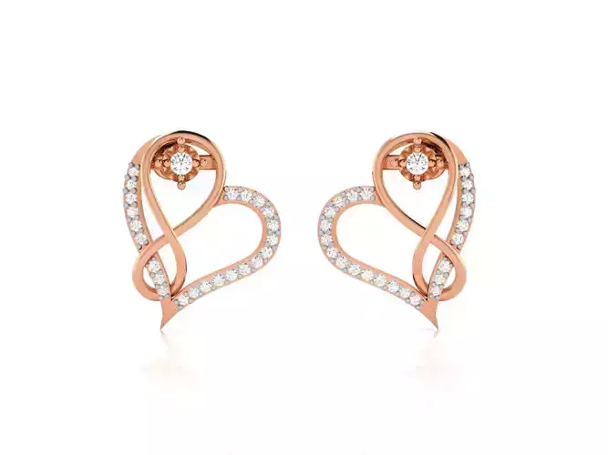 Heart Studs Earrings 3dm renders detail