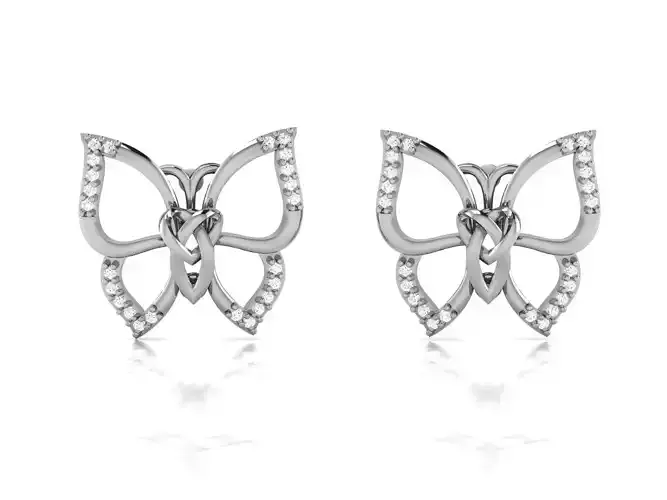 Butterfly Studs Earrings 3dm renders detail