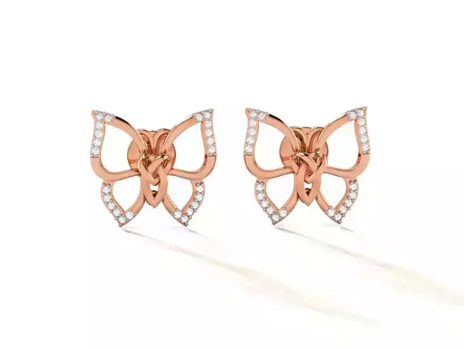 Women Butterfly Studs earrings 3dm render detail