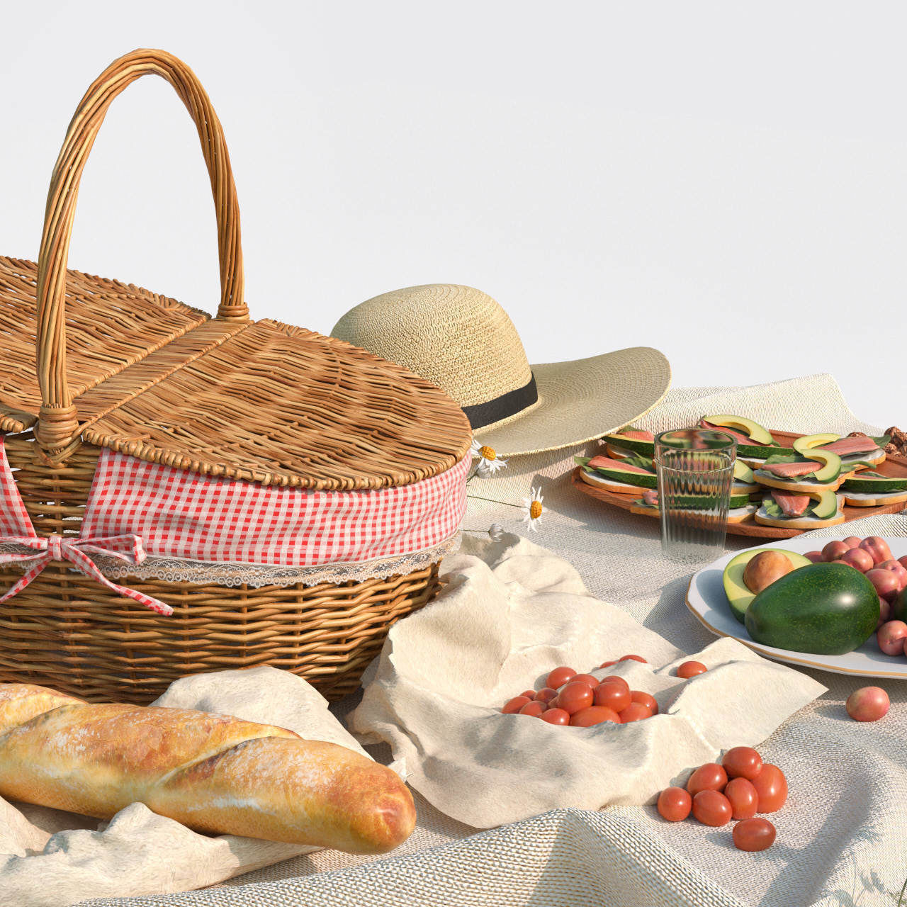 Picnic items on table 3D model_3