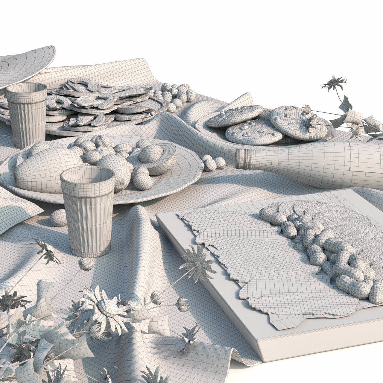 Picnic items on table 3D model_10