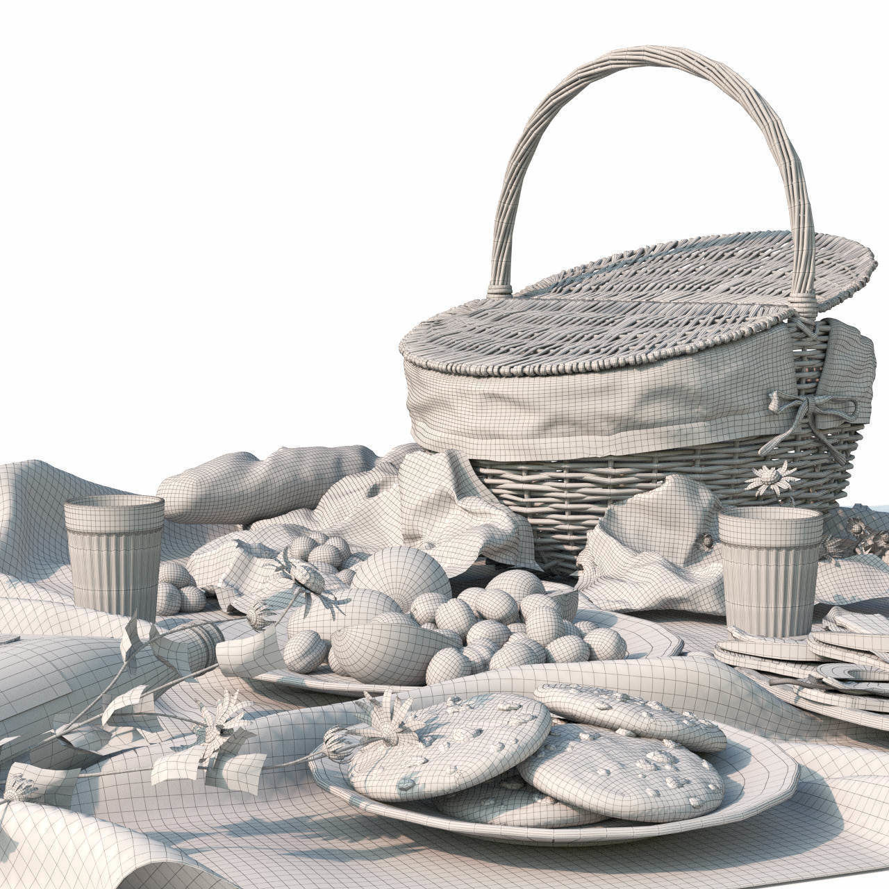 Picnic items on table 3D model_9